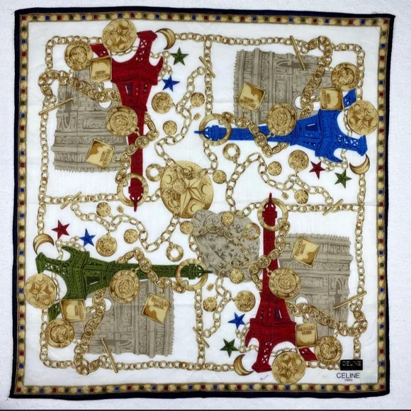 CELINE Bandana Handkerchief Neckerchief Neckwear  Classic Design - Picture 3 of 4